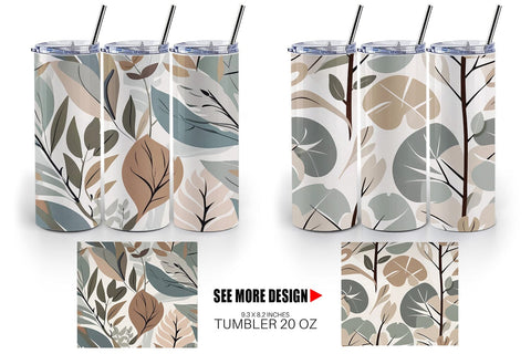 Tumbler Wrap Botanical Elements Pattern Sublimation artnoy 
