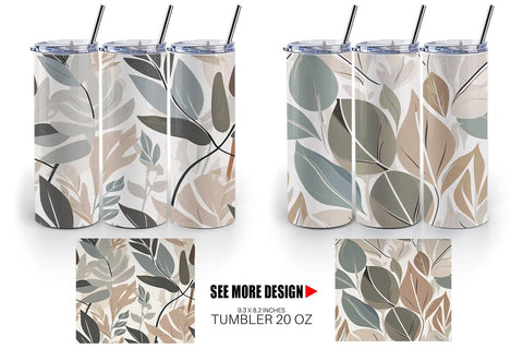 Tumbler Wrap Botanical Elements Pattern Sublimation artnoy 