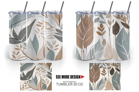 Tumbler Wrap Botanical Elements Pattern Sublimation artnoy 