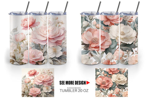 Tumbler Wrap Botanical Floral Sublimation artnoy 