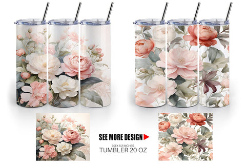 Tumbler Wrap Botanical Floral Sublimation artnoy 