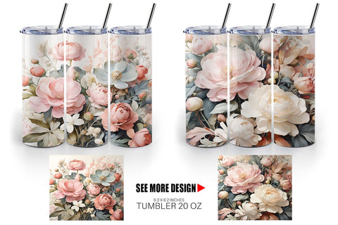 Tumbler Wrap Botanical Floral Sublimation artnoy 