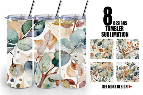Tumbler Wrap Botanical Organic Pattern Sublimation artnoy 