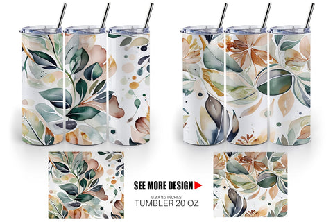 Tumbler Wrap Botanical Organic Pattern Sublimation artnoy 
