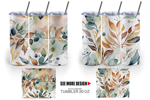 Tumbler Wrap Botanical Organic Pattern Sublimation artnoy 