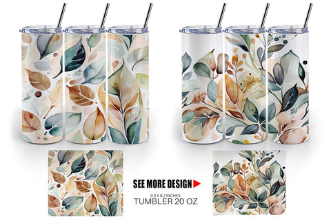 Tumbler Wrap Botanical Organic Pattern Sublimation artnoy 