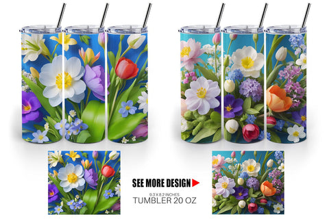 Tumbler Wrap Botanical Spring Flowers Sublimation artnoy 