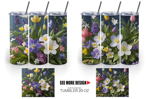 Tumbler Wrap Botanical Spring Flowers Sublimation artnoy 