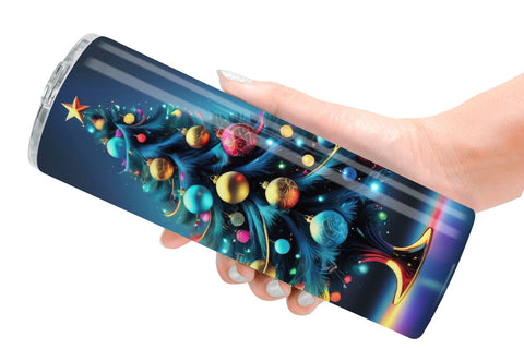 Tumbler Wrap Bright Christmas Tree Sublimation artnoy 