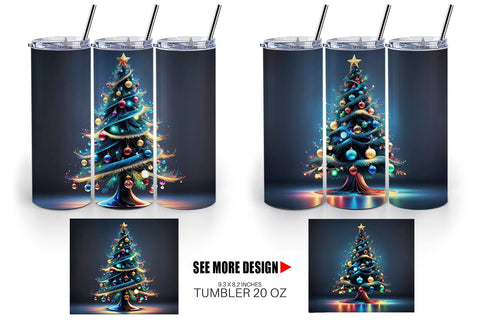Tumbler Wrap Bright Christmas Tree Sublimation artnoy 
