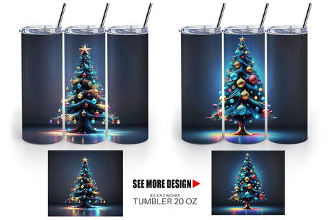 Tumbler Wrap Bright Christmas Tree Sublimation artnoy 