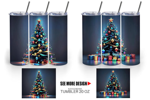 Tumbler Wrap Bright Christmas Tree Sublimation artnoy 