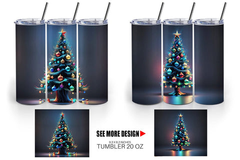Tumbler Wrap Bright Christmas Tree Sublimation artnoy 