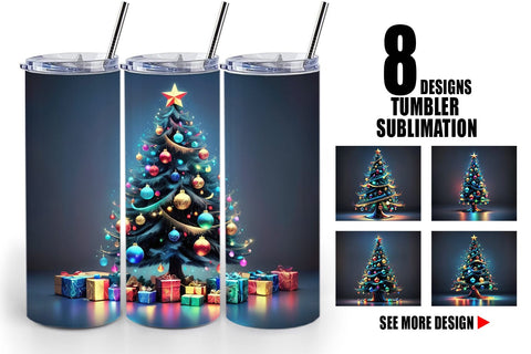 Tumbler Wrap Bright Christmas Tree Sublimation artnoy 