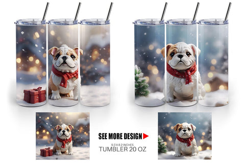 Tumbler Wrap Bulldog Christmas Sublimation artnoy 