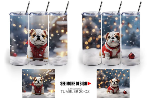 Tumbler Wrap Bulldog Christmas Sublimation artnoy 