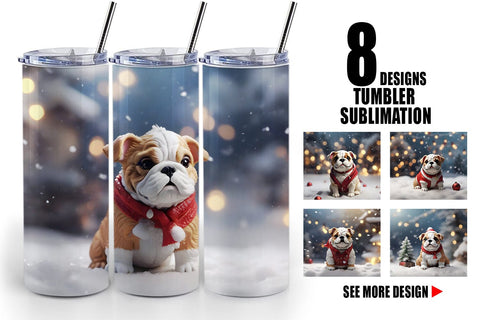 Tumbler Wrap Bulldog Christmas Sublimation artnoy 