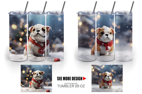 Tumbler Wrap Bulldog Christmas Sublimation artnoy 