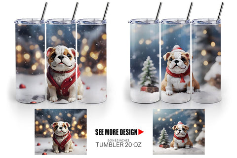 Tumbler Wrap Bulldog Christmas Sublimation artnoy 