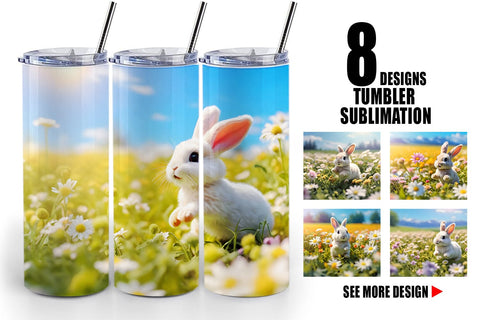 Tumbler Wrap Bunny and Daisies Sublimation artnoy 