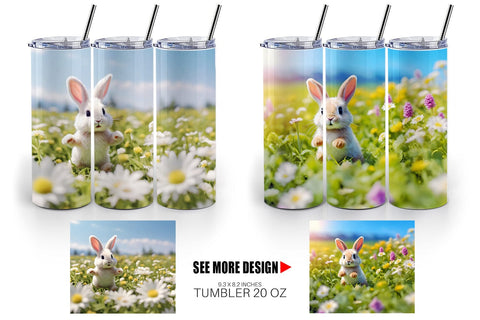 Tumbler Wrap Bunny and Daisies Sublimation artnoy 