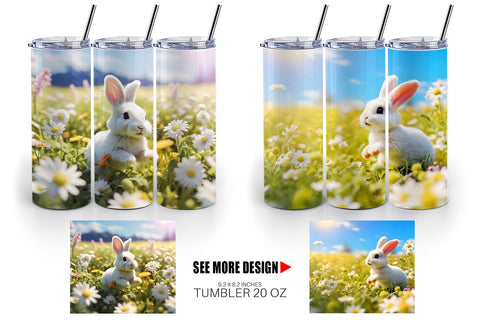 Tumbler Wrap Bunny and Daisies Sublimation artnoy 