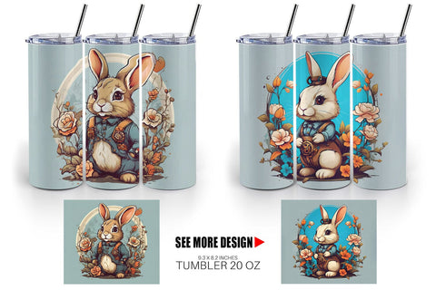 Tumbler Wrap Bunny and Flower Sublimation artnoy 