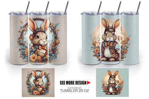 Tumbler Wrap Bunny and Flower Sublimation artnoy 