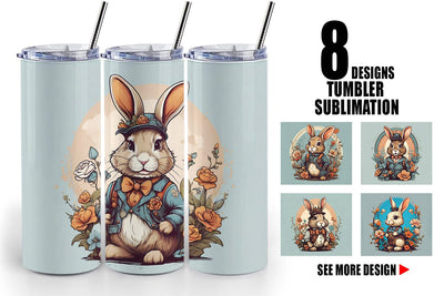 Tumbler Wrap Bunny and Flower Sublimation artnoy 