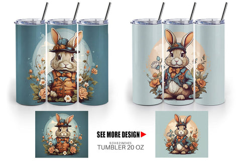Tumbler Wrap Bunny and Flower Sublimation artnoy 