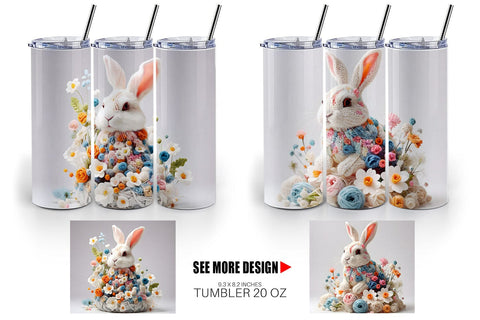 Tumbler Wrap Bunny Easter Embroidery Sublimation artnoy 