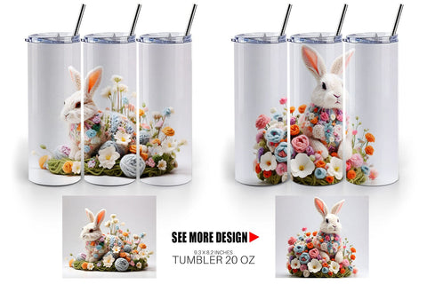 Tumbler Wrap Bunny Easter Embroidery Sublimation artnoy 