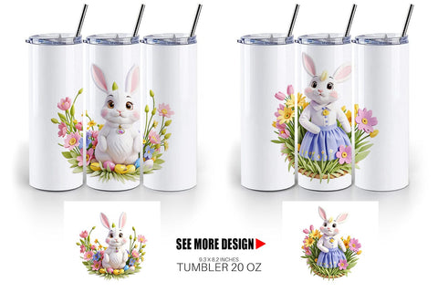 Tumbler Wrap Bunny Easter Embroidery Sublimation artnoy 