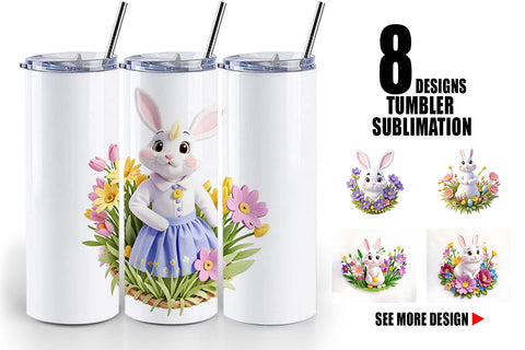 Tumbler Wrap Bunny Easter Embroidery Sublimation artnoy 