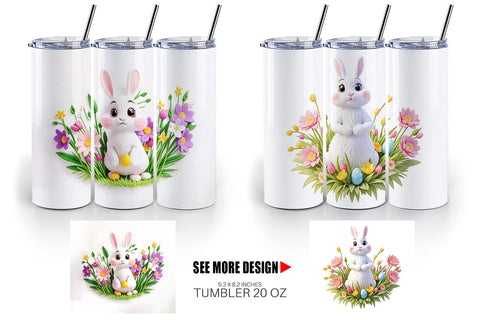 Tumbler Wrap Bunny Easter Embroidery Sublimation artnoy 