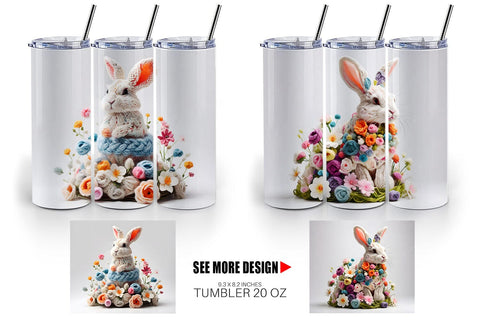 Tumbler Wrap Bunny Easter Embroidery Sublimation artnoy 