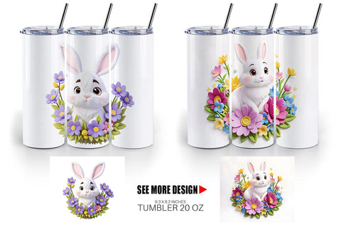 Tumbler Wrap Bunny Easter Embroidery Sublimation artnoy 