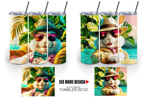 Tumbler Wrap Bunny in Summer Sublimation artnoy 