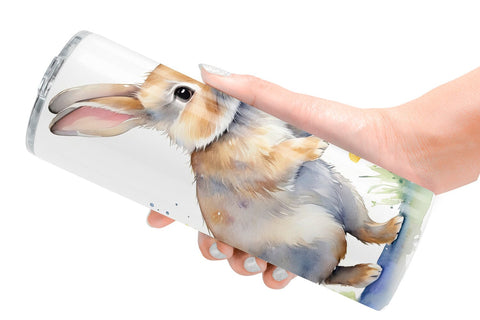 Tumbler Wrap Bunny in Summer Watercolor Sublimation artnoy 