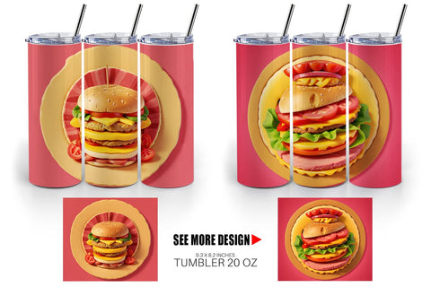 Tumbler Wrap Burger Sandwiches Sublimation artnoy 