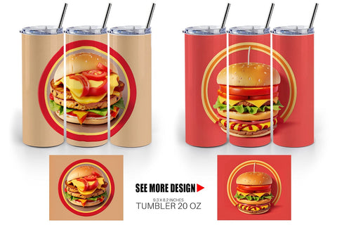 Tumbler Wrap Burger Sandwiches Sublimation artnoy 