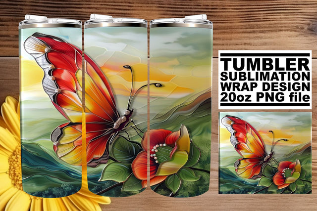 Tumbler Wrap Butterfly 3D Spring Sublimation afrosvg 