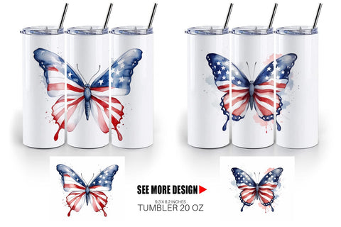 Tumbler Wrap Butterfly 4th of July Sublimation artnoy 