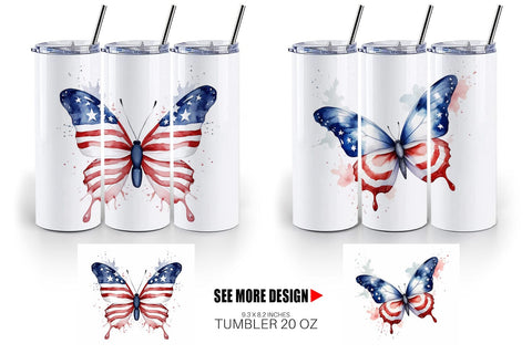 Tumbler Wrap Butterfly 4th of July Sublimation artnoy 