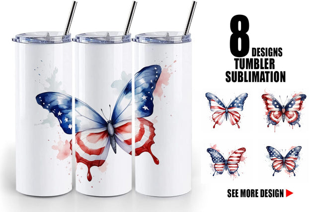 Tumbler Wrap Butterfly 4th of July Sublimation artnoy 