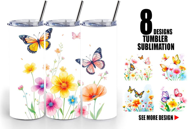 Tumbler Wrap Butterfly and Flower Sublimation artnoy 
