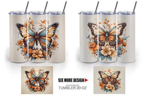 Tumbler Wrap Butterfly and Flower Sublimation artnoy 