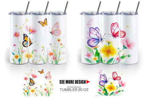 Tumbler Wrap Butterfly and Flower Sublimation artnoy 