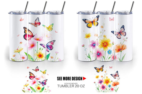 Tumbler Wrap Butterfly and Flower Sublimation artnoy 