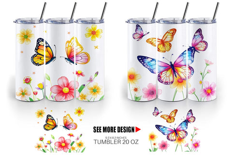 Tumbler Wrap Butterfly and Flower Sublimation artnoy 